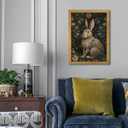 SAMHOU Framed 3D Textured Wall Art, Vintage Sandstone Hand Drawn Rabbit Wall Decor, Easter Cute Bunny Decor Painting, Nature Animal Flowers Pictures for Bathroom Living Room Bedroom Office 16x24 inch