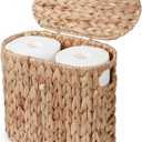 YANGQIHOME Toilet Paper Storage, Water Hyacinth Toilet Paper Storage with Lid, Papers Container for up to 4 Mega Rolls, Bathroom Basket Organizer