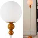DEC LUCE DECOLUCE LIGHTING Modern Floor Lamps for Living Room, Globe Glass Shade Floor lamp for Bedroom, Standing lamp for Office, Corner(Orange)