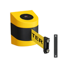 Crowd Control Warehouse - CCW Series WMB-125 Fixed Wall Mount Retractable Belt Barrier - 11 Foot, Black and Yellow Diagonal Stripes Belt with Black Steel Case
