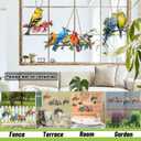 YOADEHOA Metal Wall Art Decor Birds on Branch, 3D Colorful Bird Outdoor Hanging Wall Art Patio Fence Decorations, Hummingbird Wall Sculptures for Indoor Outdoor Garden (Birds C)