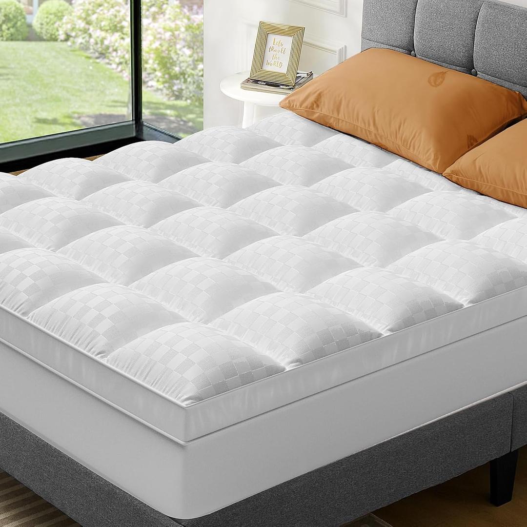 Sweetcrispy Mattress Topper Full Size, Mattress Pad Cover for Hot Sleepers, Extra Thick 5D Snow Down Alternative Overfilled Plush Pillow Top, with 8-19 Inch Deep Pocket Mattress Topper, 75 X 54in