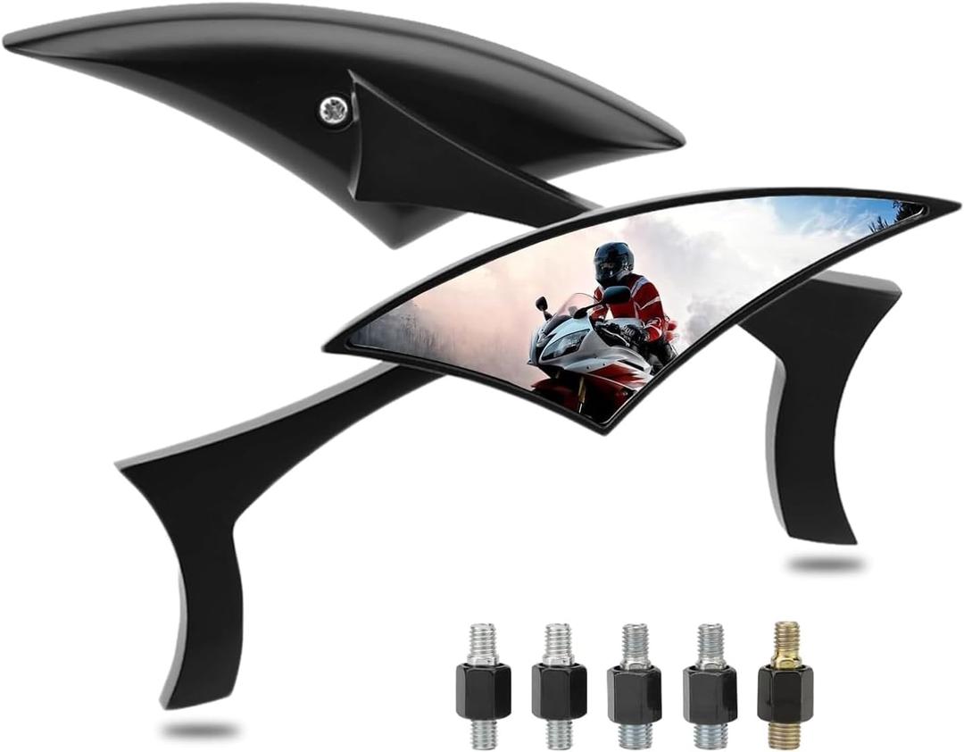 LKV Motorcycle Mirrors - 8MM 10MM Universal Rear View Side Mirrors 360 Degree Adjustable Handlebar for Harley Honda VTX 1300 1800 Shadow 750 Victory Kawasaki Yamaha Suzuki