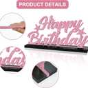 Glitter Pink Letter Happy Birthday Sign Centerpieces for Table Birthday Party Supplies Birthday Favor Decoration for 30th 40th 50th 60th 70th 80th 90th 100th Birthday Table Decoration