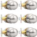 Probrico Round Passage Door Knobs Handles for Hall/Closet Brushed Nickel Interior Keyless Door Knobs, 6 Pack