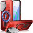 Camera Stand Case for Galaxy S25 Edge, [Compatible with MagSafe][Lens Cover] 2025 Version Military Grade Protective Soft Case for Samsung Galaxy S25 Edge 6.7" Men Women, Red