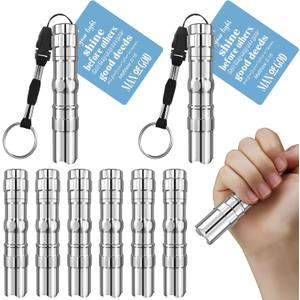Tujoe 6 Sets Father's Day Christian Gift for Men Bulk Man of God Flashlight with Bible Verse Card Religious Illumination Themed Gifts Inspirational Keychains for Men Church,Not Include Battery