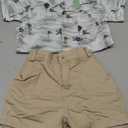 VISGOGO Toddler Baby Boy Flamingo Short Sleeve Button Down Shirt & Casual Shorts Set Summer Outfits 1-6 Years Clothes (3-4T, Coconut Tree)