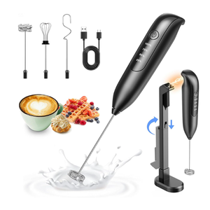 DynooperRechargeable Milk Frother Hanheld, Dual Coil Whisk Head Electric Coffee Frother, Portable Hand Frother Wand Drink Mixer for Matcha Lattes Cappuccino, Kitchen Gifts, Black