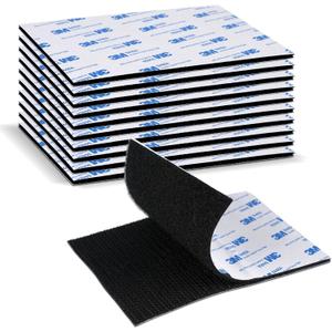 Hook and Loop Self-Adhesive Pad 4''×6'' 10 Pairs, Made with 3M 9448, Reusable Heavy Duty Adhesive Tape for Indoors Outdoors Arts Crafts Home and Office Black
