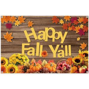 Leowefowa Happy Fall Y'all Backdrop Decorations 10x8ft Polyester Happy Fall Banner Photo Backdrop Pumpkin Patch Festival Harvest Backdrops Autumn Backdrops for Photoshoot Autumn Photo Booth Props