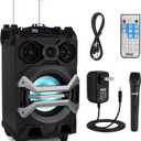 Pyle 500 Watt Portable BT Connectivity Karaoke Speaker System - PA Stereo with 8" Subwoofer, DJ Lights Rechargeable Battery Microphone, Recording Ability, MP3/USB/SD/FM Radio - PWMA325BT