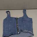 WDIRARA Women's Denim Corset Tank Top Asymmetrical Hem Crop Tops Sleeveless Zip Up Back Tanks XS