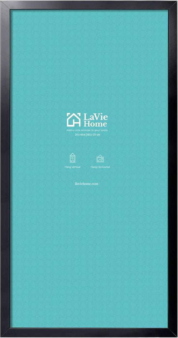 LaVie Home 24 x 48 Picture Frame, Large Poster Frame with High Definition Plexiglass, Horizontal or Vertical Wall Gallery Poster Frames Suitable for Photos, Artworks, Posters, Puzzle, Black, 1pc