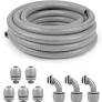 1 inch 25ft Liquid-Tight Conduit and Connector Kit,Flexible Non-Metallic Liquid Tight Electrical Conduit Kit with 5 Straight and 3 90-Degree Connector Fittings,1in. Dia