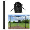 Muzata Black Corner Cable Railing Post 42 Inch 42"x2"x2" T-drilled One-Post Corner Solution Surface Mount Stainless Steel Cable Railing System Kit Indoor Outdoor with Paper User Guide PS02 B34L