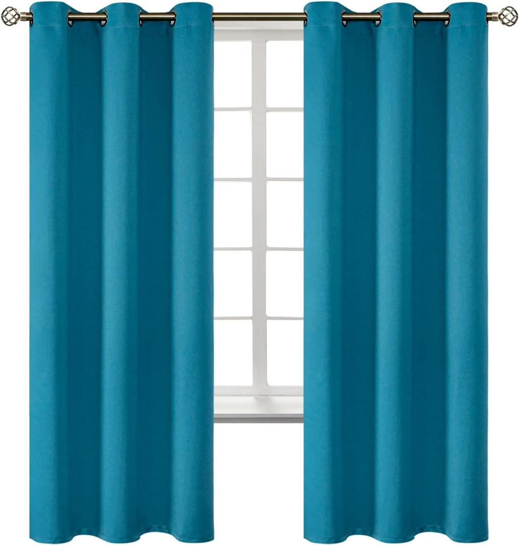 BGment Blackout Curtains - Grommet Thermal Insulated Room Darkening Bedroom and Living Room Curtains, Set of 2 Panels (42 x 72 Inch, Peacock Blue)
