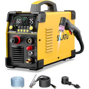 SILATU 75Amps Plasma Cutter, Large LED Display, Non-Touch Pilot Arc, Air Sensor Technology, 110/220V Dual Voltage IGBT Inverter Plasma Cutter Machine, 1'' Max Cutting Thickness for Beginners DIY