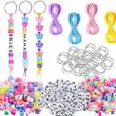 ZEMBOO DIY Bead Keychain Kit - Key Chain Making Craft, Letter Beads for Jewelry Accessories, Festival Party Gift Favor for Mama Dad Lover Singer Fans, Gifts for Teacher (566pcs)
