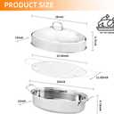 QPMR 22" Stainless Steel Roasting Pan with Lid and Rack,25LB Capacity,Large Roaster Pan for Oven,Nonstick Roasting Pan for Turkey,Chicken,Gifts for Mom,Wife