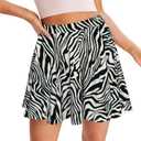 Women's Mini Flare Skater Skirt - High Waisted Summer Y2K Pleated Ruffle Flowy Athletic Skirts Size L Zebra