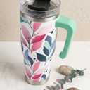 B WELL Abstract Pastel Flower Tumbler 30 oz.
