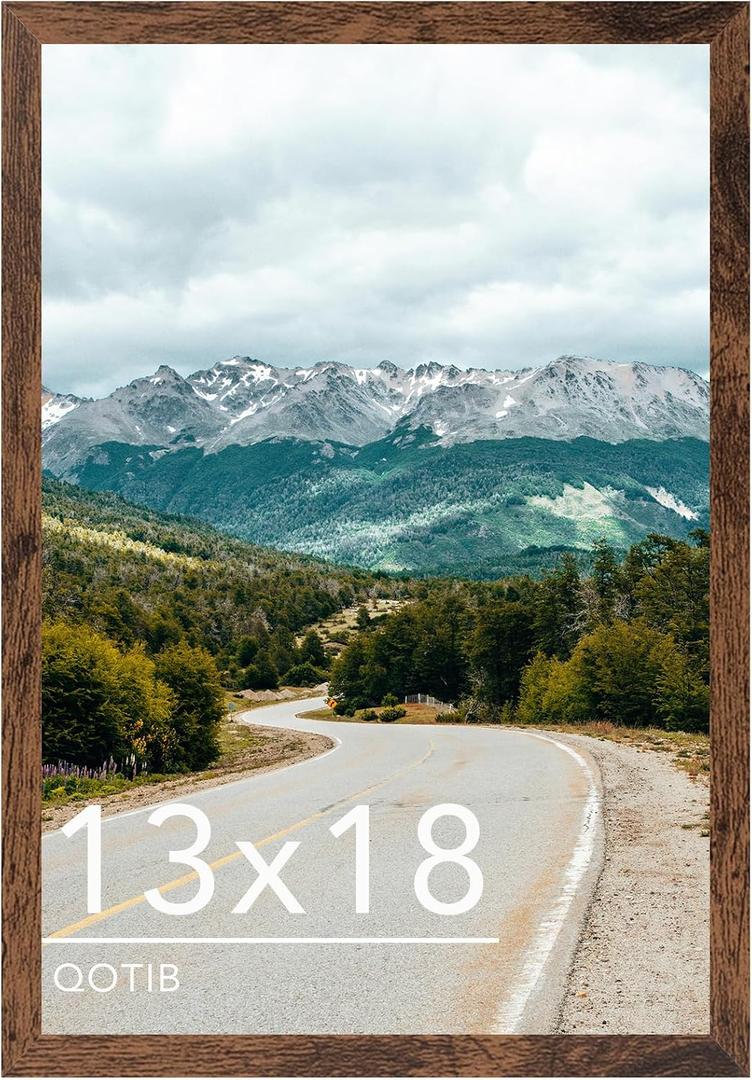 13x18 Picture Frame Deep Brown for Wall Hanging, Wood 13 x 18 Frame Poster Photo Frame for Wall Horizontally or Vertically, Deep Brown, 1 Pack
