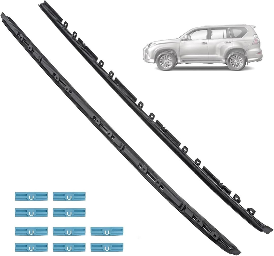 Dtomi Front Driver & Passenger Side Windshield Moulding Kit Compatible with Lexus Vehicle GX460 Land Cruiser Prado 2010-2023 Replace# 75536-60010 75535-60020 75545-53011