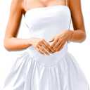 Bubble Corset Dress, Drop Waist Sexy Spaghetti Strap, Going Out Birthday, Square Neck Mini Dresses for Women (Medium, White)