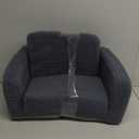 Toddler Baby Chair Couch Sofa Kids Foldable 2-in-1 Sherpa Fold Out Couch Bed Toddler Chairs Comfy for Boys & Girls Convertible Kids Furniture Lounge Chair for Playroom with Double Pockets, Dark Grey