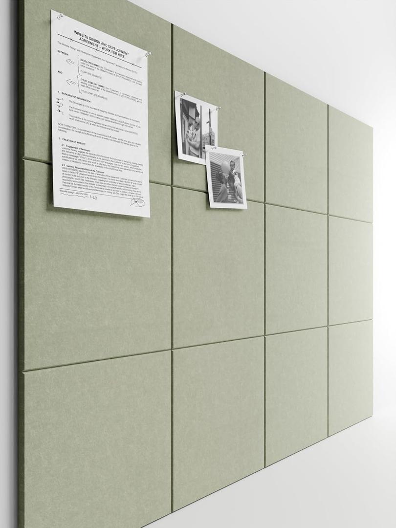 Bumusty Large Cork Board 47"x35" Alternative - 12 Pack Felt Wall Tiles with 70 Safe Removable Adhesive Tabs, 30 Pushpins, Cork Boards for Walls Pin Board Bulletin Board Office Decor (Sage)