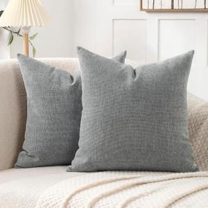 Jepeak 26x26 Inch Chenille Throw Pillow Covers Set of 2 Soft Decorative Farmhouse Euro Shams Cover Square Cozy Concise Cushion Cases for Sofa Couch Bed Home Decor, Grey (26" x 26" (Pack of 2), Gray)