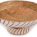 NIRMAN FRUIT BOWL Mango Wood Fruit Bowl Pedestal Bowl for Table Dcor, Wooden Fruit Bowl for Kitchen Counter Pedestal Fruit Bowl, Dried Fruit (12" X 12" X 4.75")