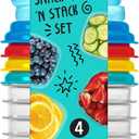 Fit & Fresh Small Plastic Containers 8 oz With Multicolor Lids, Reusable Leakproof Snack Containers for Adults and Kids, Dressing and Condiment Containers (1 Cup)