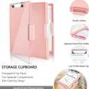 SFLHHDM Clipboard with Storage,Heavy Duty Clip Boards 8.5x11 with 2 Storage Case,Clear Visible Panel Storage Clipboards,Side Opening Nursing Clipboard Folder for Office Supplies-Pale Pink