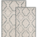 Superior Bath Rug Set, Small Area Rugs for Bathroom, Kitchen Decor, Machine Washable, Non-Slip Bathmat Rugs, High-Low Jacquard Mat, Geometric Accent Rug, Ceton Collection, Set of 2, Medium, Sage