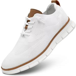 Men's Casual Dress Shoes Fashion Walking Sneakers Mesh Business Oxfords Work Lightweight Soft Sole (11, White)