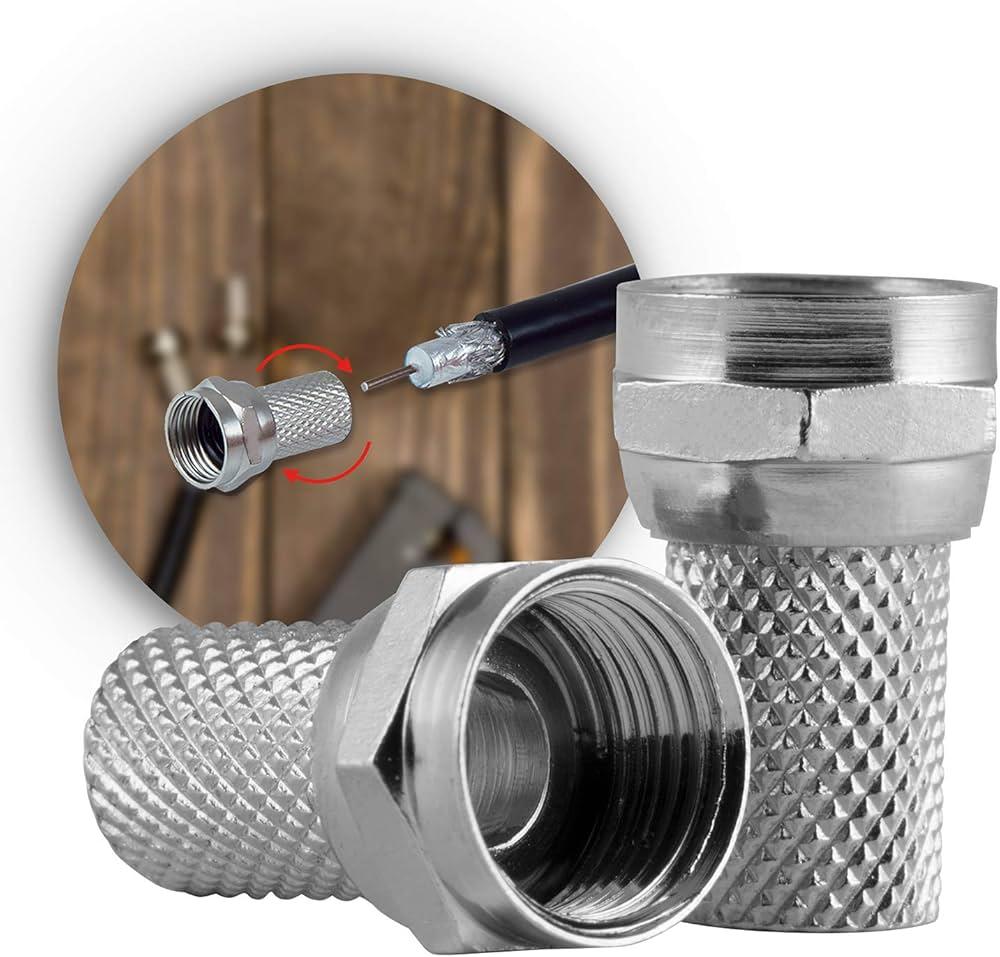 G.E. RG6 Twist-on Coaxial Connectors | 10 Pack Weatherproof, for Audio Cables, Video Cables, Compatible with All Brands of Coax Cables, Nickel