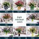 20PCS Fake Tulips Artificial Tulip Silk Flowers Fake PU Bouquet Artificial Flowers Faux Flowers with Gift Box Soft Faux Tulips Bouquets Arrangements for Party Wedding Home (Pink)