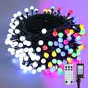 Brizled Outdoor Christmas Lights, 66ft 200 LED Color Changing String Lights, Cool White & Colored Christmas Lights, Dimmable Berry String Lights, Connectable LED Christmas Lights for Xmas Tree Party