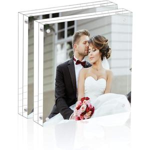 Magicool Premium Acrylic Photo Frame- Magnet Photo Frame -Double Sied Thick Desktop Frames (4x4, 2pack)