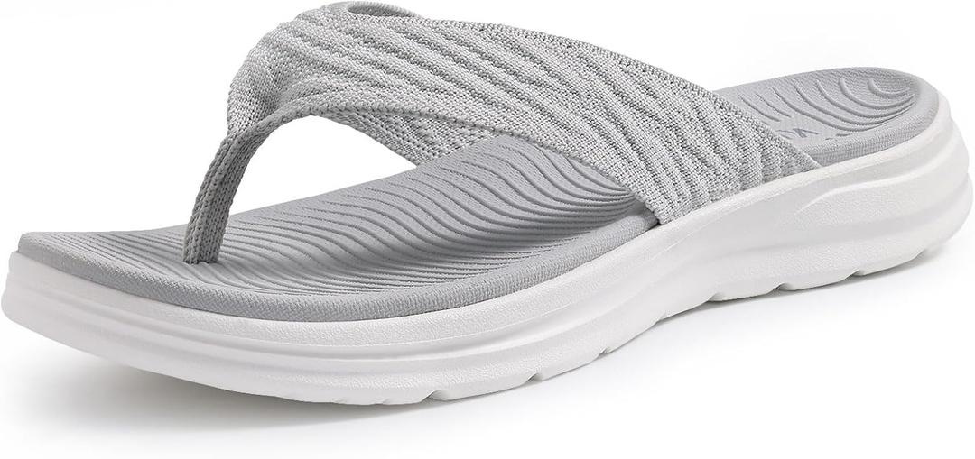 KIDMI Women's Arch Support Flip Flops with Soft Cushion Comfortable Summer Beach Slip On Walking Thong Sandals, 6.5-7