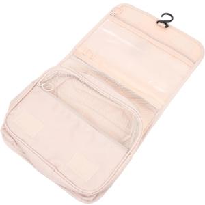 Travel Toiletries Bag Women's Makeup Organizer Bag Hooks for Household Travel (21X21X8CM, Beige)