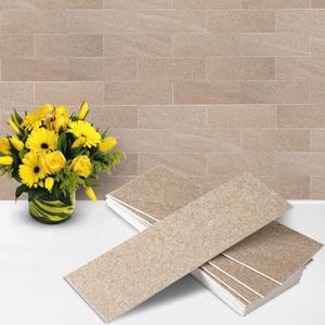 40PCS Peel and Stick Backsplash, 3" x 9" SPC Wall Tiles, Upgraded Structured Soft Glossy Beige Sandstone with White Grout Backsplash Stick on Tile for Kitchen, Bathroom, Fireplace, RV