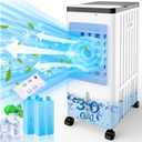 Swamp Cooler, Windowless Portable Air Conditioners with 65 Oscillation, 3Gal Evaporative Air Cooler with Remote, 7H Timer, Air Cooler Fan with 3 Speeds for Bedroom Indoor Room