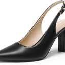 DREAM PAIRS Women's Sling back Heels Chunky Block Heels Pointed Toe Closed Toe Pumps Comfortable Work Office Business Shoes, 9