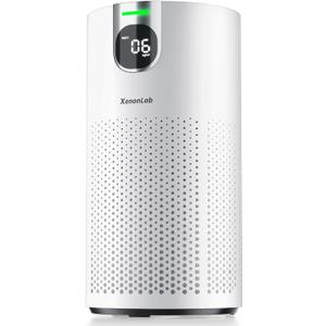Air Purifiers for Home Large Room Covers up to 1800Ft, VisionAir 20dB Sleep Mode for Bedroom, with Real-Time AQI & PM2.5 Display, 360Intake&Outlet Air Cleaner Pet-Friendly HEPA, HAP606, Light White