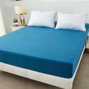 Bedding Full Fitted Sheet,Deep Pocket,Soft Microfiber,Shrinkage and Fade Resistant,Easy Care,1 Fitted Sheet Only,Denim Blue