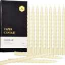 12 PCS Natural Beeswax Spiral Taper Candles Bulk - Organic Dripless Long Candle Sticks for Dinner Wedding Party Christmas Home Decorations - 10 Inch Tall - Off White