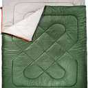 Amazon Basics 40°F Cold Weather Two-Person Sleeping Bag for Outdoor Camping, Queen Size XL, 87" x 59", Olive Green